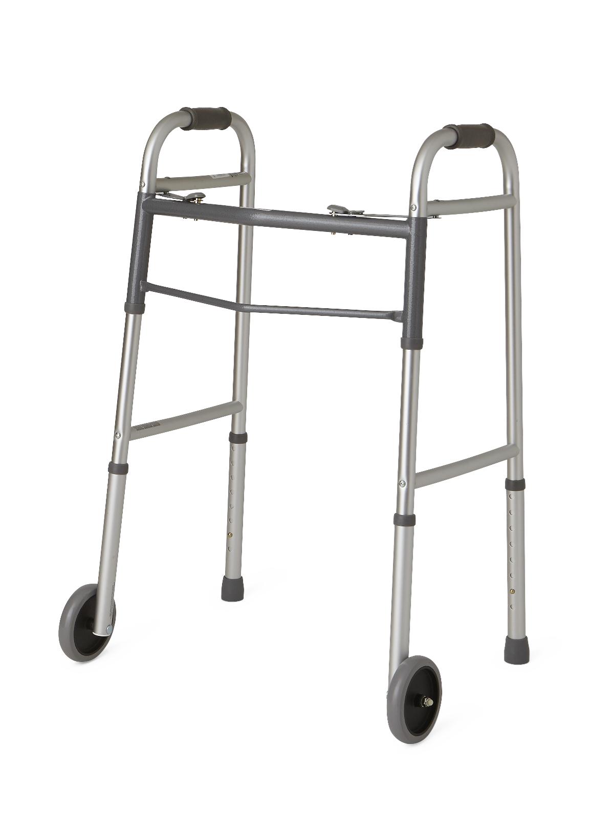 Two-Button Folding Walkers with 5" Wheels Guardian with 5in Adult