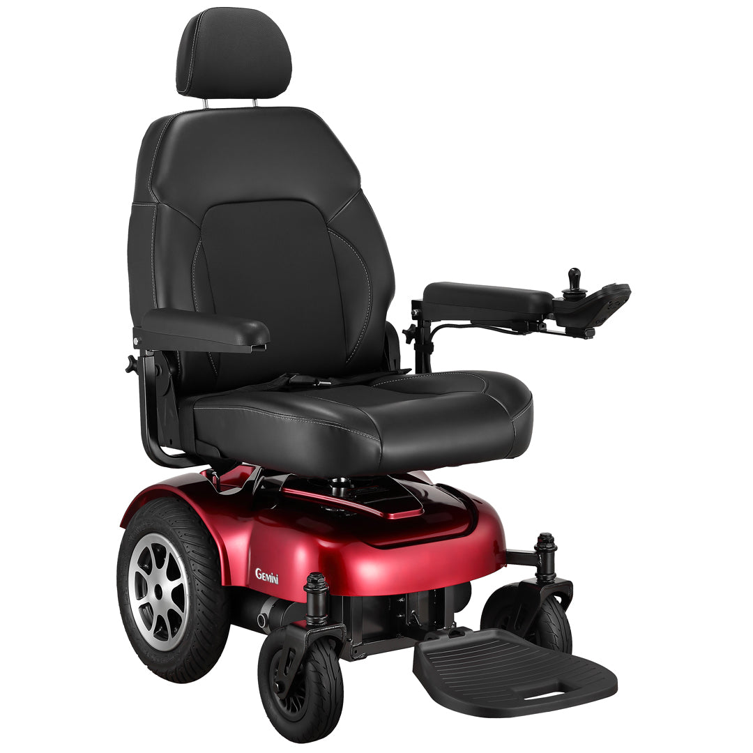 Gemini Heavy Duty Power Wheelchair with Power Seat Lift 350 lbs Red