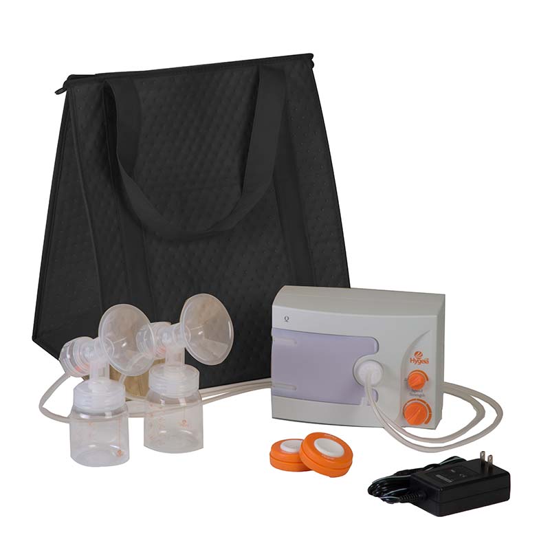 Hygeia Q Breast Pump with Deluxe Tote PAS Personal Accessory Set and Power Supply