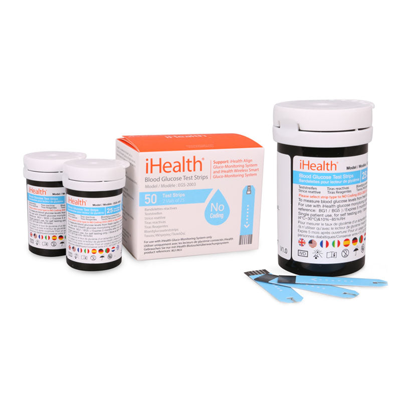 iHealth Blood Glucose Test Strips-No Code 50 Count