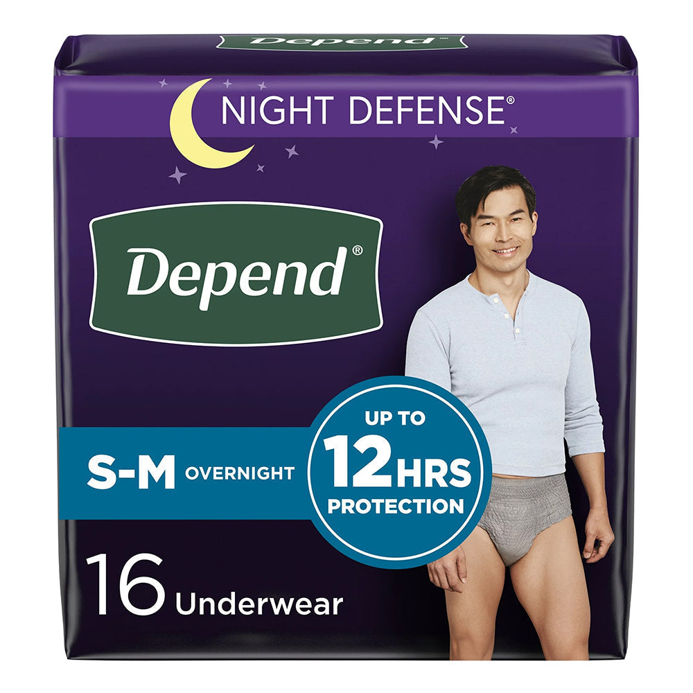 Depend Night Defense Overnight Underwear Grey Male Small/Medium