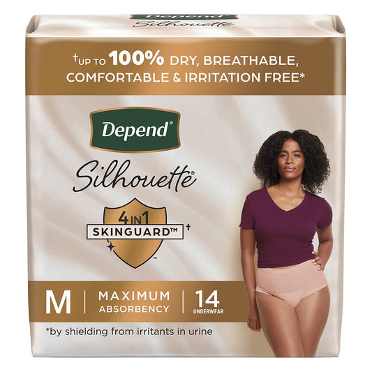 Depend Silhouette Max Absorbent Women's Skinguard Underwear Pink Female Medium 14 Count