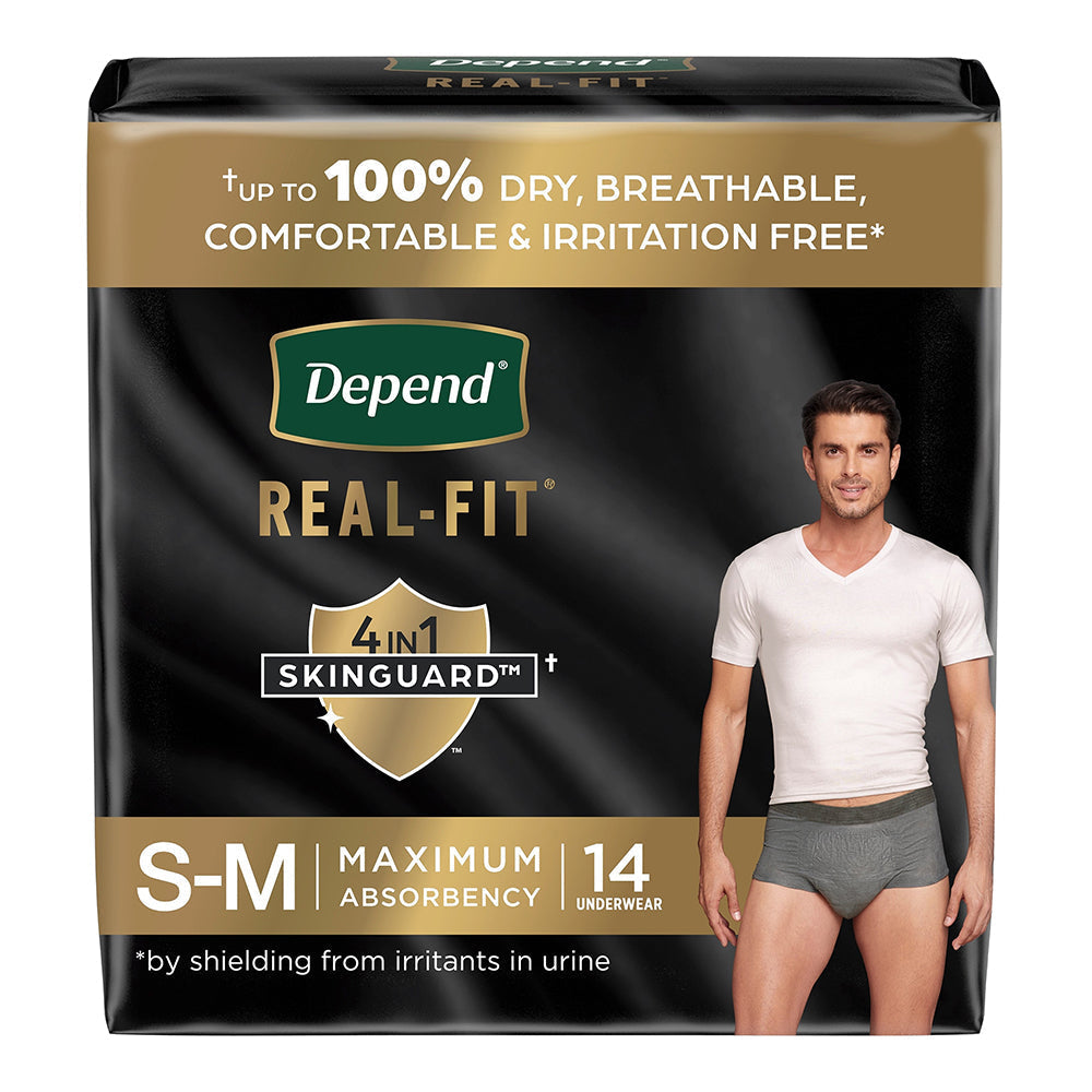 Depend Realfit Max Absorbent Men's Underwear Grey Small/Medium 14 Count