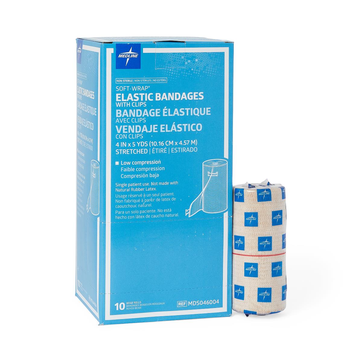 Soft-Wrap Nonsterile Elastic Bandages 4 x 5yd Clips