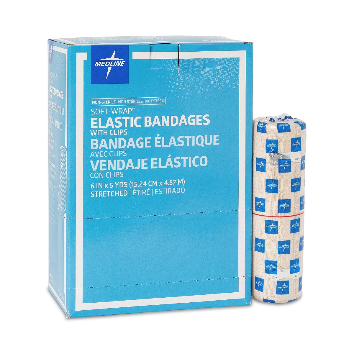 Soft-Wrap Nonsterile Elastic Bandages 6 x 5yd Clips