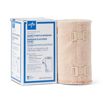 Firm-Wrap Short-Stretch Elastic Bandage Roll with clips Beige