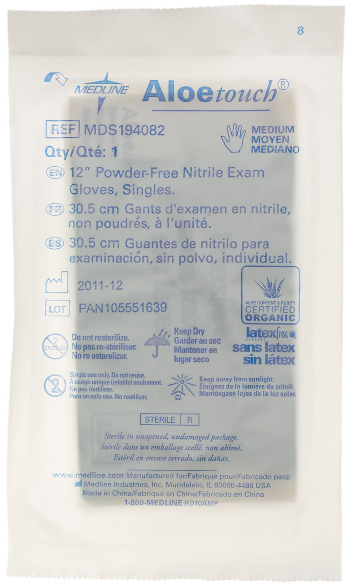 AloeTouch Sterile 12" Nitrile Exam Gloves Textured Single Wrapped