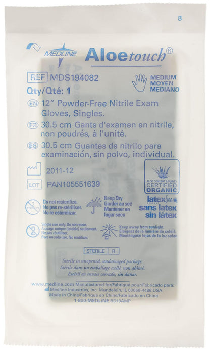 AloeTouch Sterile 12" Nitrile Exam Gloves Textured Single Wrapped