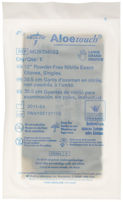 AloeTouch Sterile 12" Nitrile Exam Gloves Textured Single Wrapped