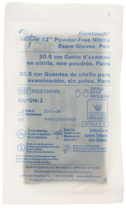 AloeTouch Sterile 12" Nitrile Exam Gloves Textured Pair Wrapped