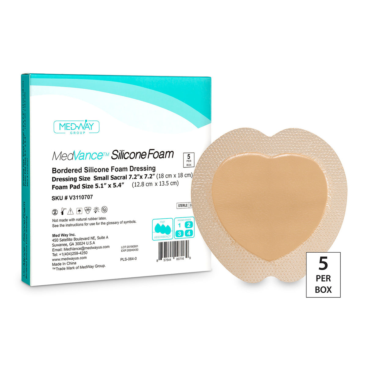 MedVance Bordered Silicone Foam Dressing Sacral Pad