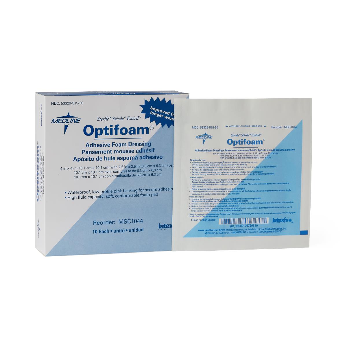 Optifoam Adhesive Foam Wound Dressing 4 IN x 4 IN