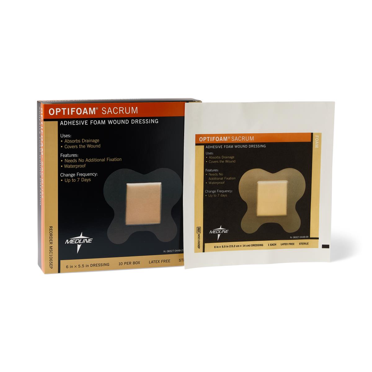 Optifoam Sacrum Adhesive Foam Dressing in Educational Packaging 6.1 IN x 5.6 IN 1ct