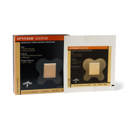 Optifoam Sacrum Adhesive Foam Dressing in Educational Packaging 6.1 IN x 5.6 IN 1ct