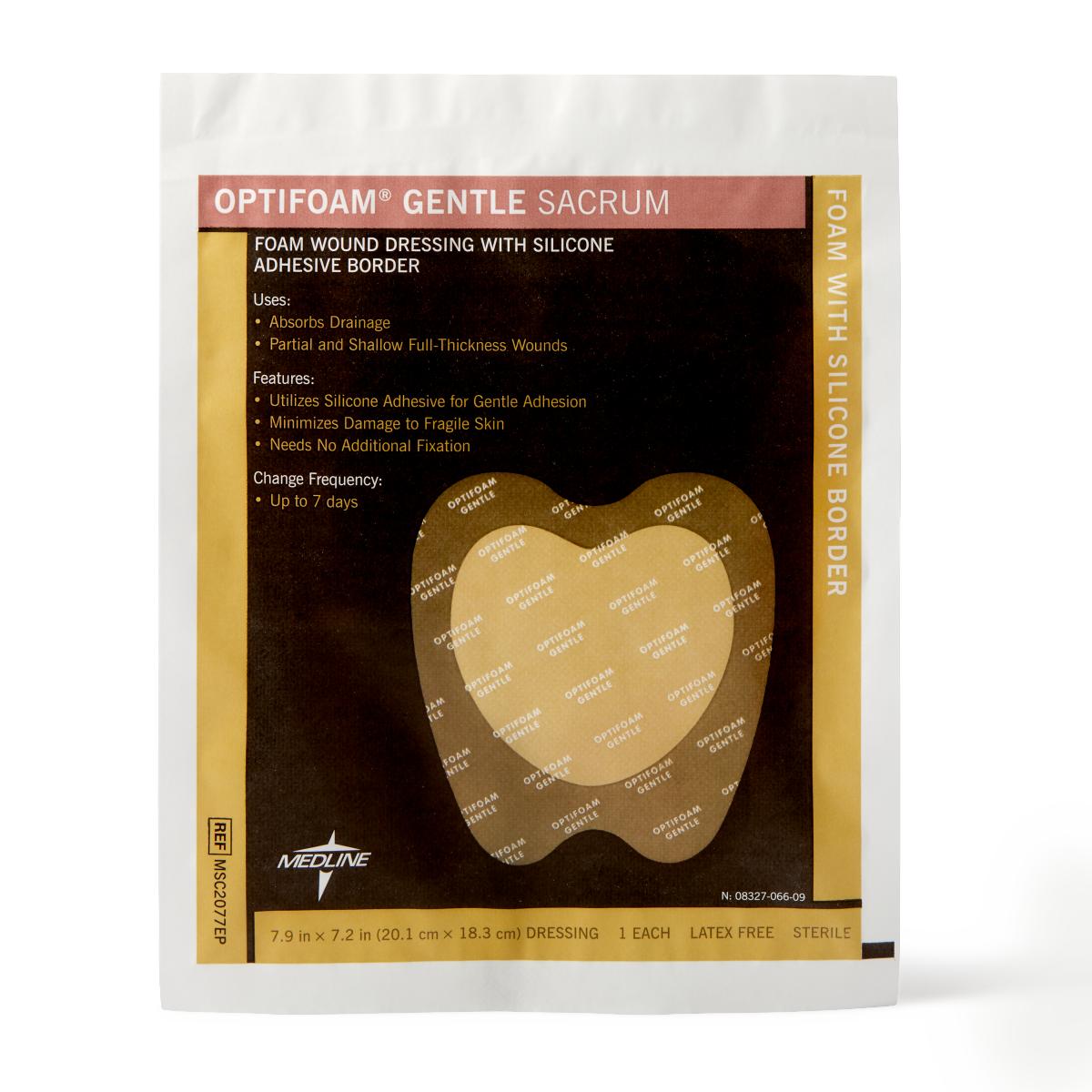 Optifoam Gentle Foam Dressings with Silicone Adhesive Border Sacrum 8 x 7