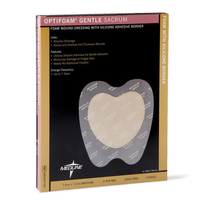 Optifoam Gentle Foam Dressings with Silicone Adhesive Border Sacrum 8 x 7