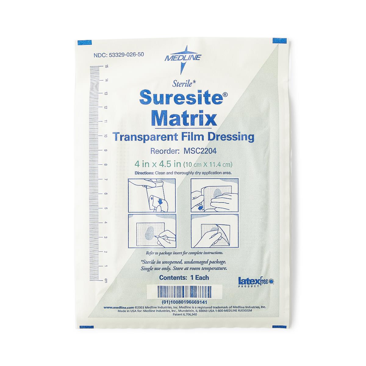 Suresite Matrix Transparent Film Dressing 4 x 4.5"