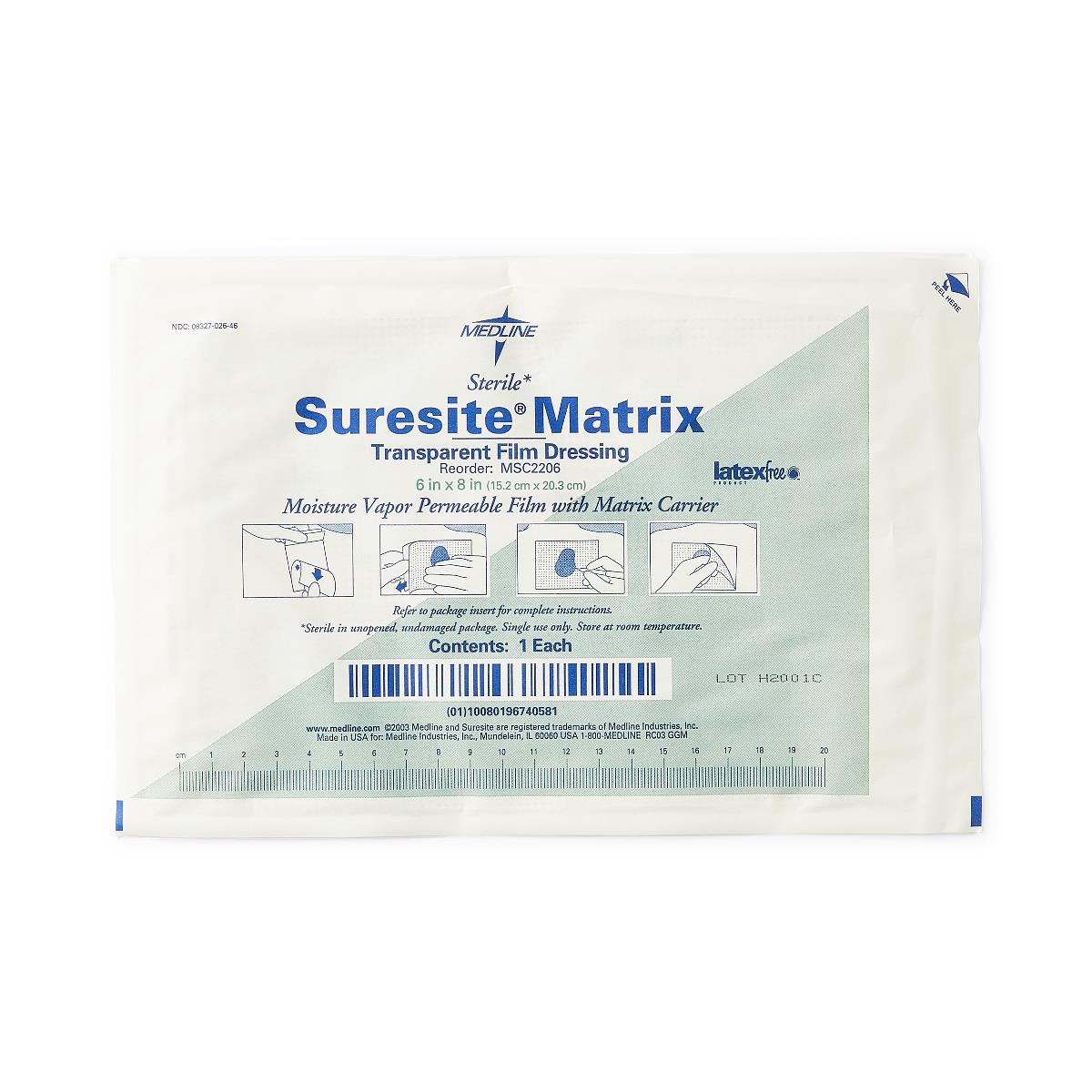 Suresite Matrix Transparent Film Dressing 6" x 8"