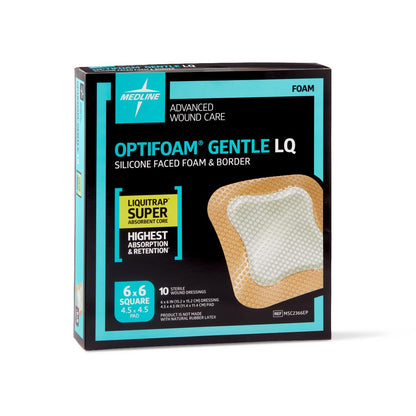 Optifoam Gentle LQ Silicone-Faced Foam Dressings Liquitrap Bordered 6 x 6