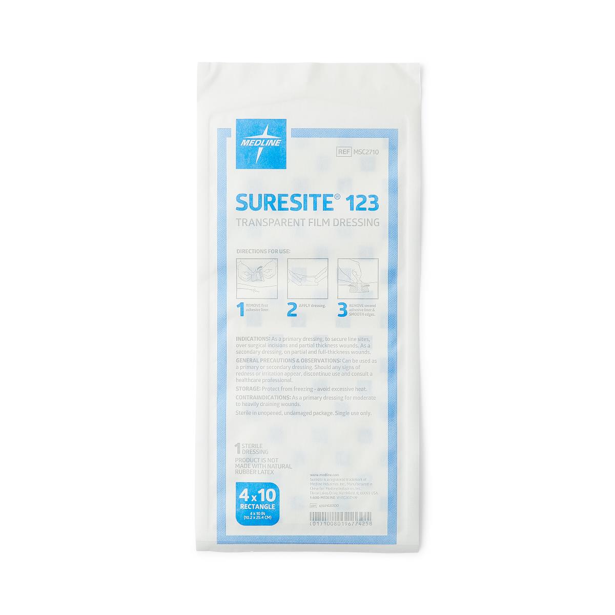 Suresite 123 Transparent Film Dressing 4" x 10"