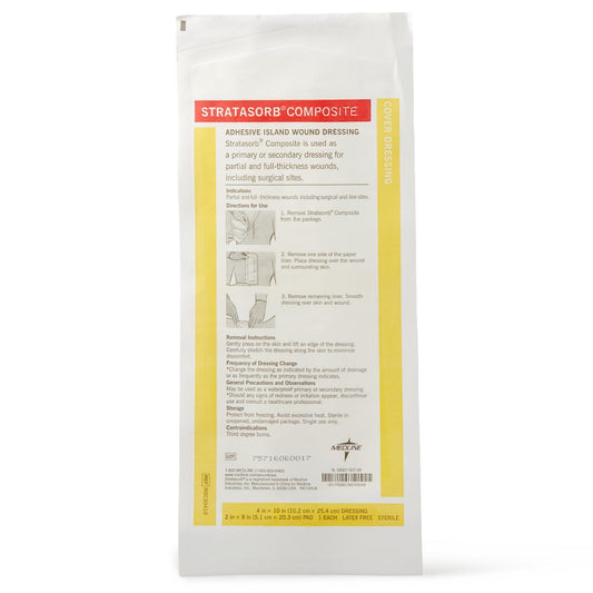 Stratasorb Waterproof Adhesive Island Wound Dressings Comp 4" x 10"