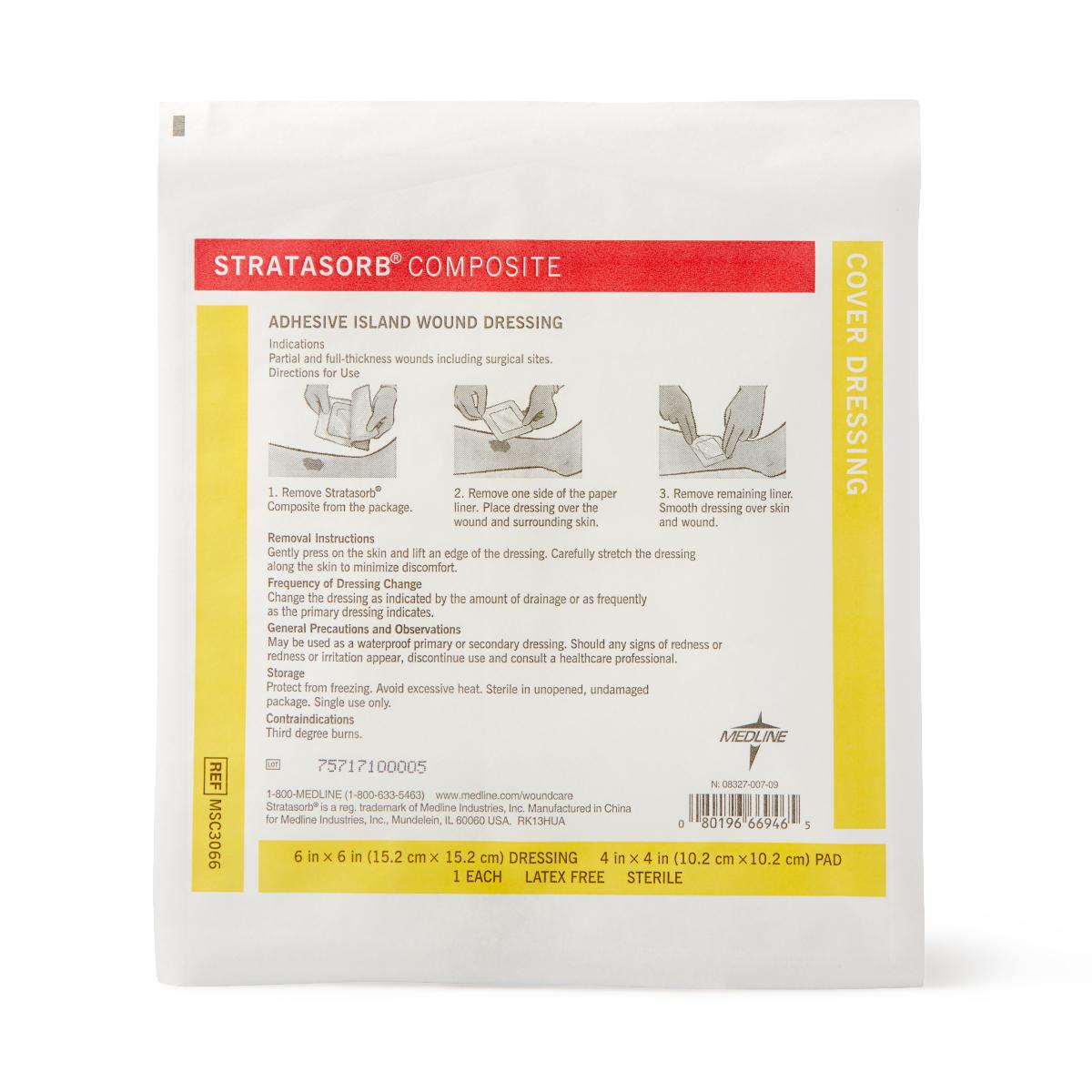 Stratasorb Waterproof Adhesive Island Wound Dressings Comp 6" x 6"
