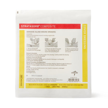 Stratasorb Waterproof Adhesive Island Wound Dressings Comp 6" x 6"