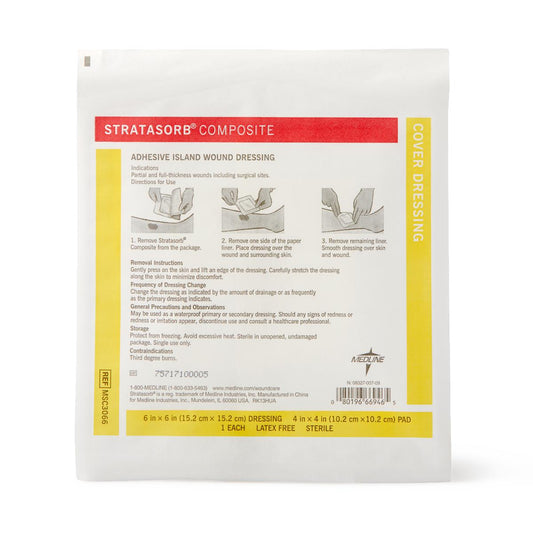 Stratasorb Waterproof Adhesive Island Wound Dressings Comp 6" x 6"