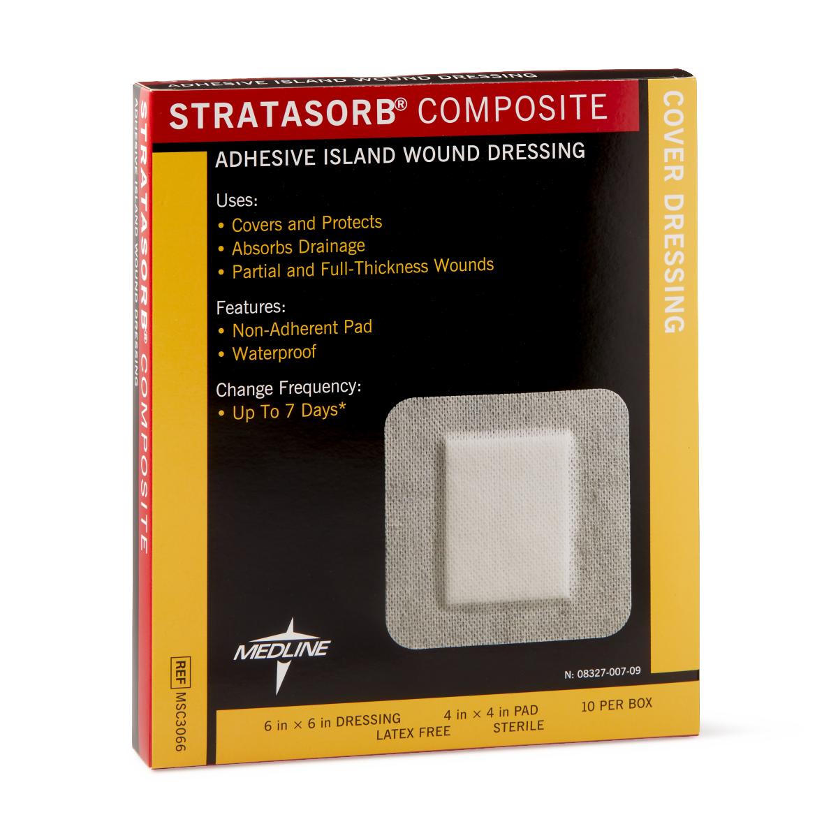 Stratasorb Waterproof Adhesive Island Wound Dressings Comp 6" x 6"