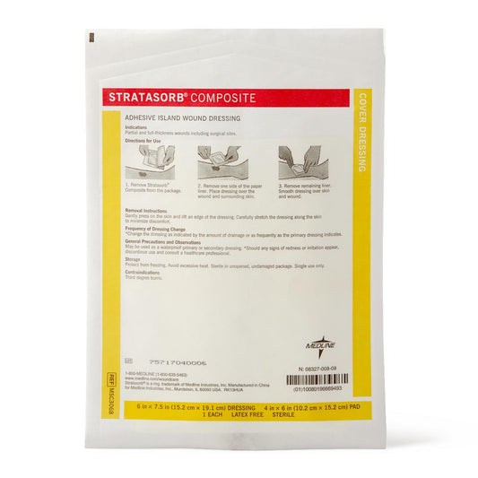 Stratasorb Waterproof Adhesive Island Wound Dressings Comp 6" x 7.5"