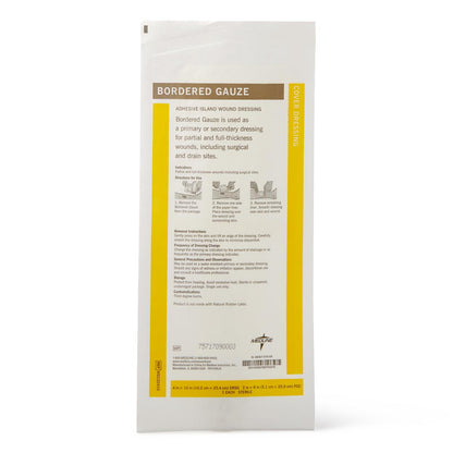 Bordered Gauze Adhesive Island Wound Dressings Border 4" x 10" (2 8"pad) Sterile