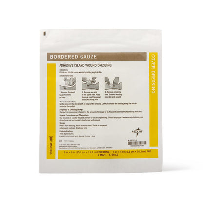 Bordered Gauze Adhesive Island Wound Dressings Border 6" x 6" 4" 4"pad Sterile