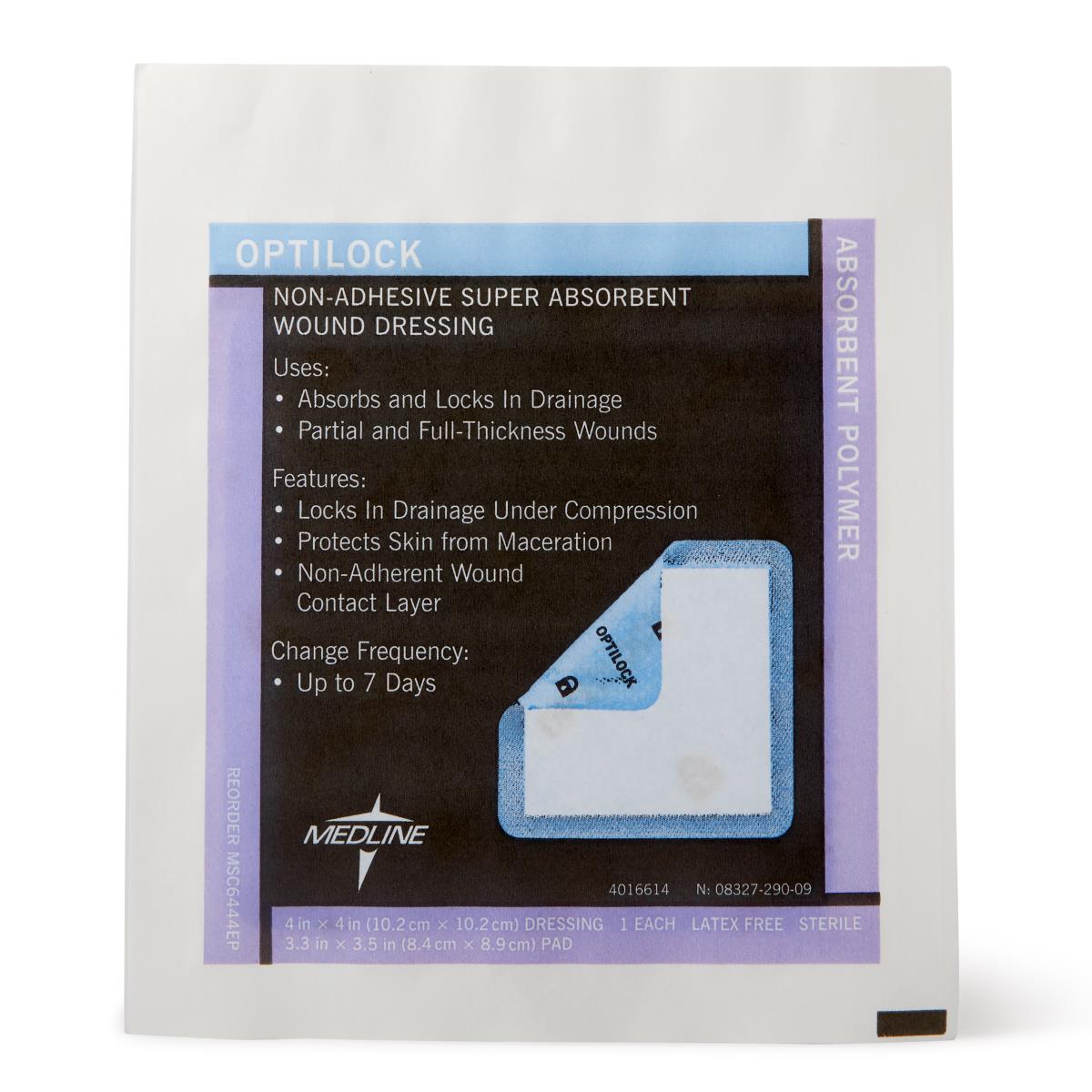 Optilock Nonadhesive Super Absorbent Wound Dressings 4 x 4