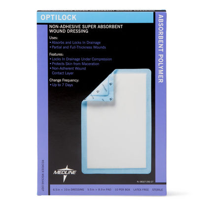 Optilock Nonadhesive Super Absorbent Wound Dressings 6.5 x 10