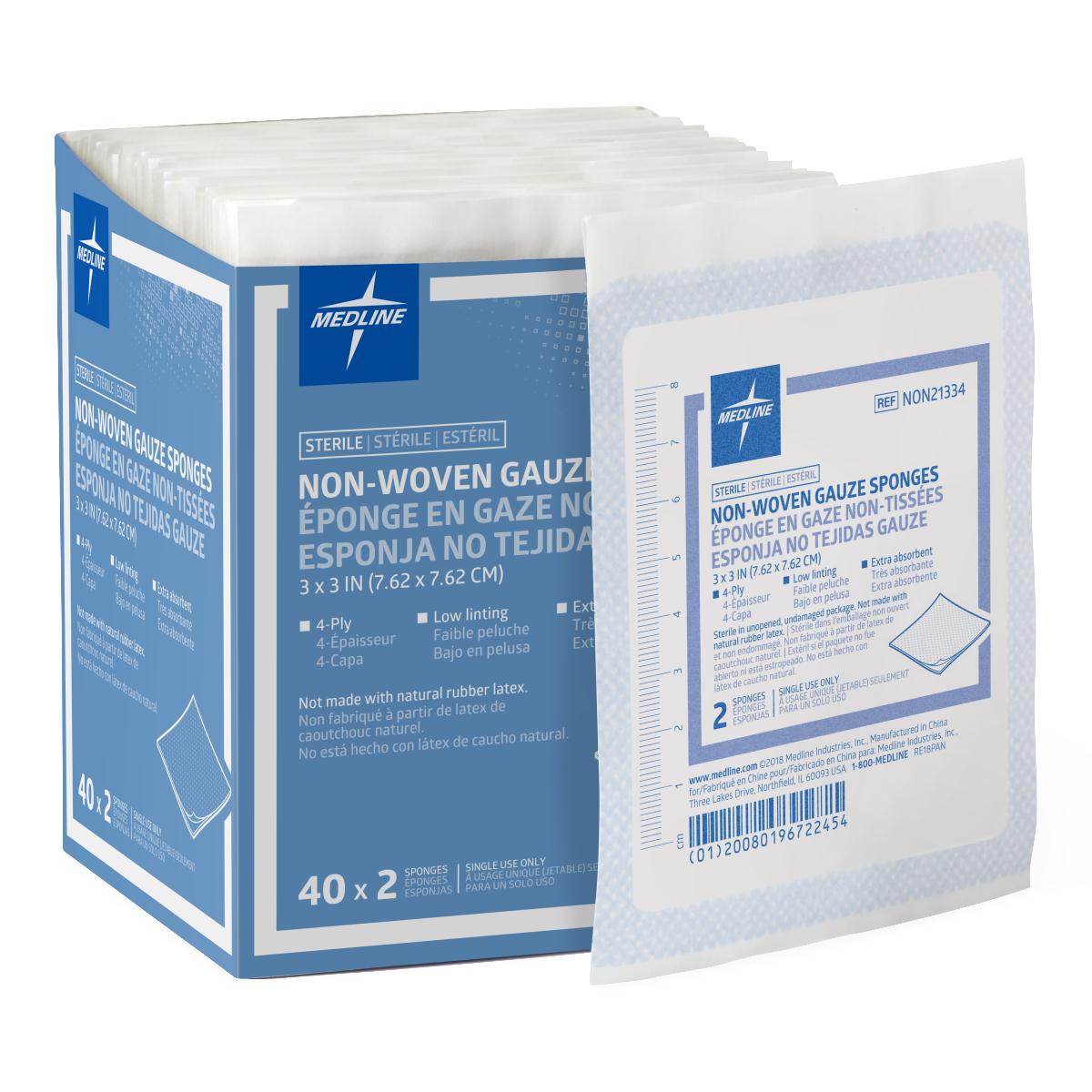 Standard Sterile Nonwoven Gauze Sponges Avant 3" x 3" 4ply 2'S