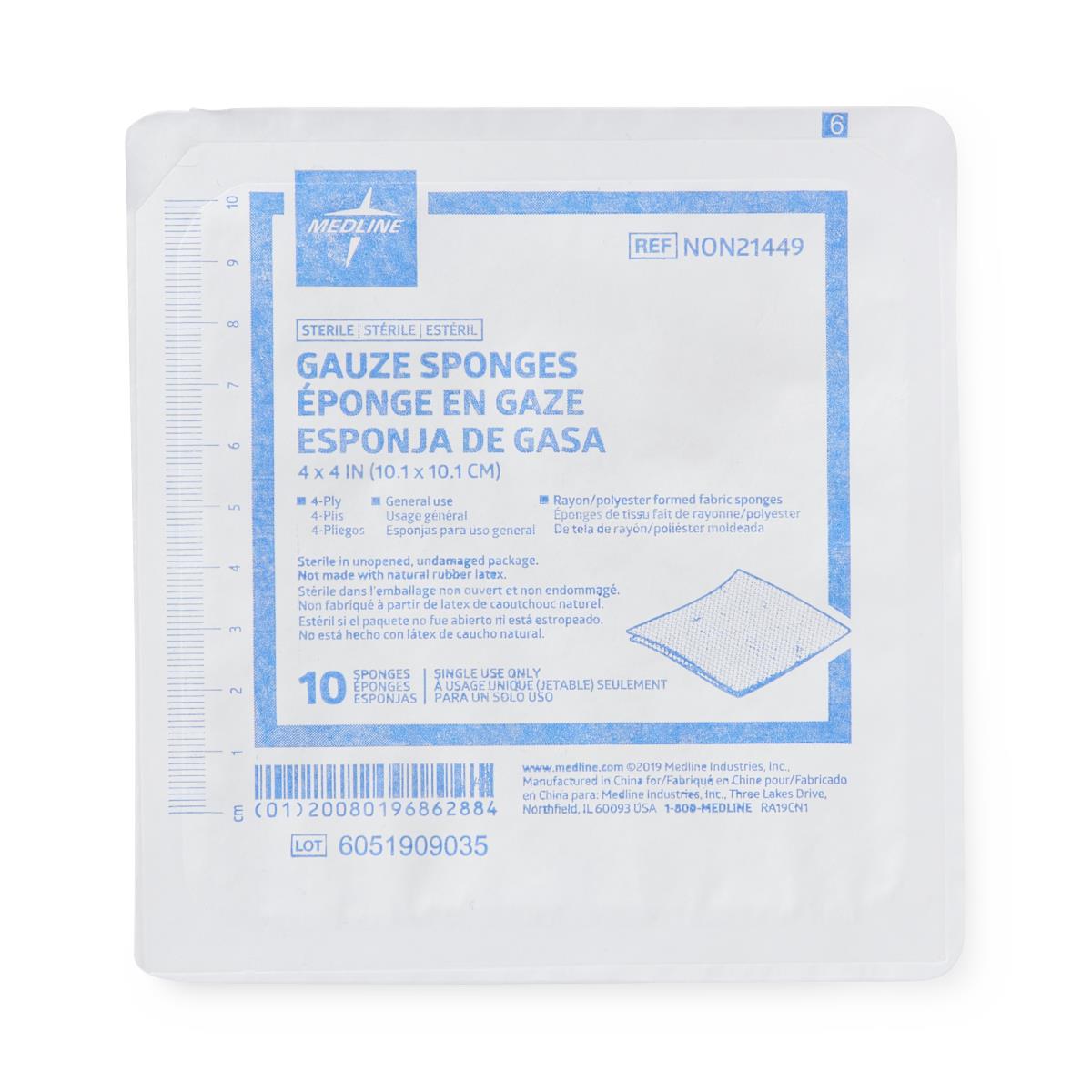 Standard Sterile Nonwoven Gauze Sponges Avant 4" x 4" 4ply 10/tr