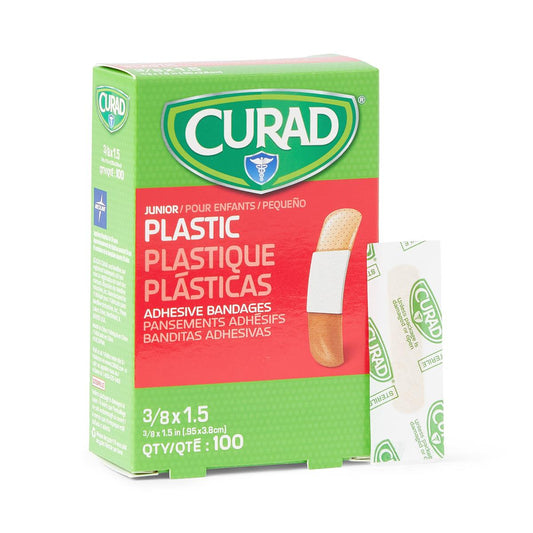 Curad Plastic Adhesive Bandages Jr 3/8" x 1.5" 100ct