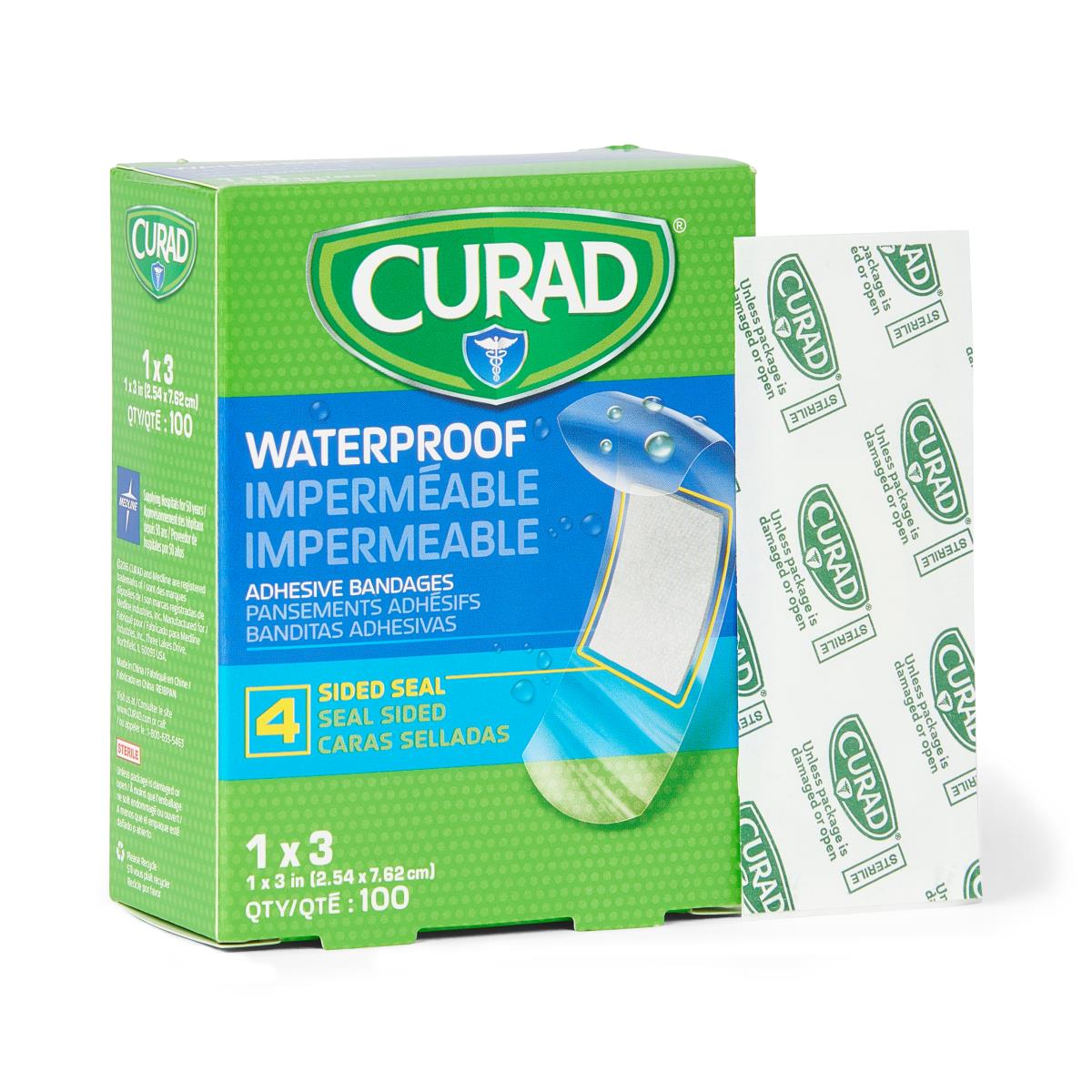 Curad Waterproof Bandages Adhesive 1" x 3" St