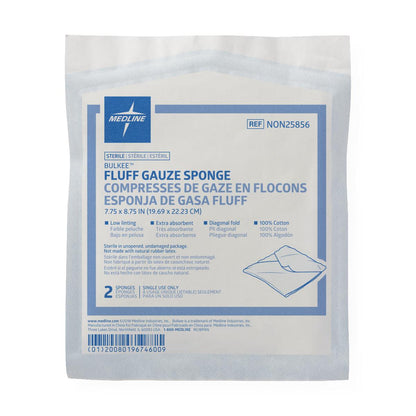 Sterile Bulkee II Extra Absorbent Super Fluff Sponge Gauze 7.75" x 8.75" 2'S