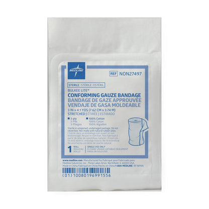 Bulkee Lite Sterile Cotton Conforming Bandages Gauze 3" x 4.1yd