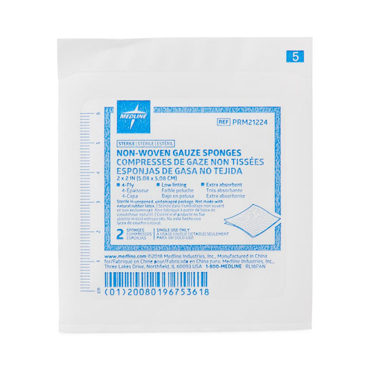 Sterile Nonwoven Gauze Sponges 2" x 2" 4ply 2'S