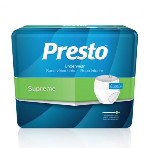 Presto Supreme Classic Protective Underwear Large 45" - 58" Maxiumum Absorbency