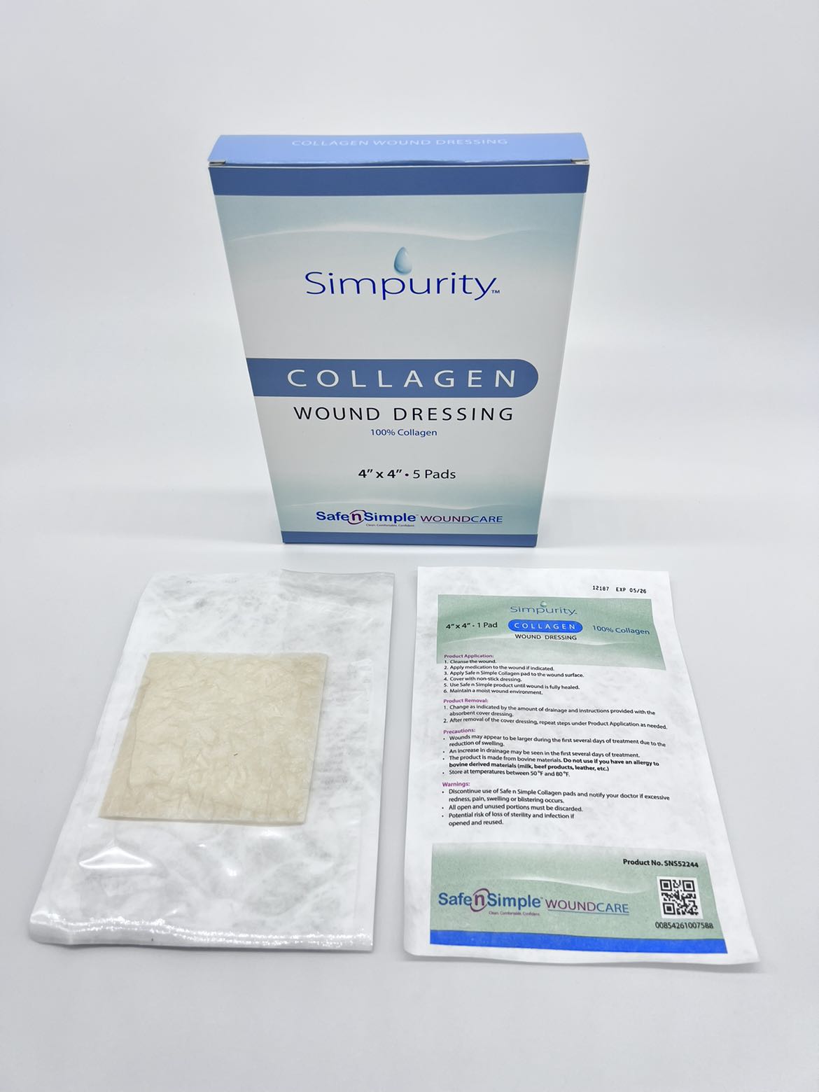 Simpurity Collagen Pad Wound Dressing 4" x 4"
