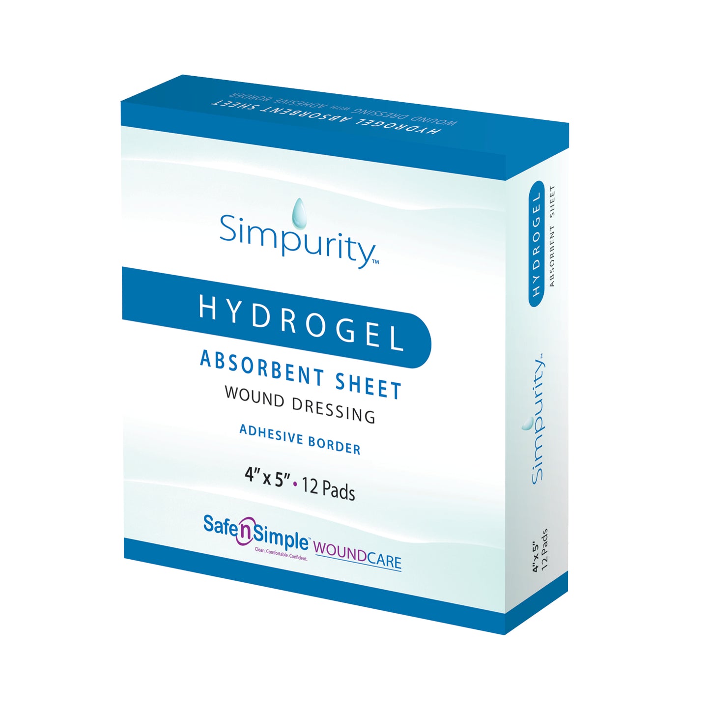 Simpurity Hydrogel Dressing with Adhesive Border 4" x 5"