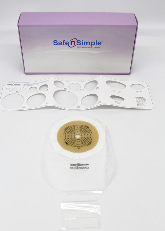 Safe N Simple 12" Drainable One-Piece Pouch Standard Wear Cut-to-Fit Transparent with Tape Collar and Velcro Closure