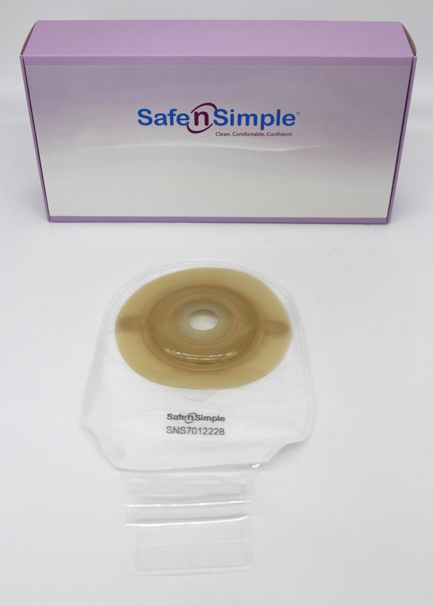 Safe N Simple Drainable One-Piece Pouch Extended Wear Convex Transparent Pre-Cut Stoma Opening with Velcro Closure and Belt Tabs 80 Count
