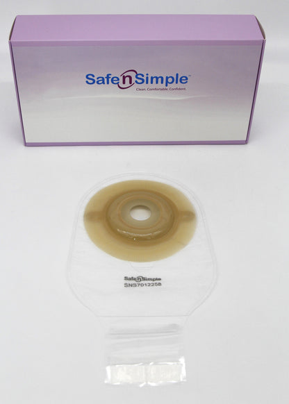 Safe N Simple Drainable One-Piece Pouch Extended Wear Convex Transparent Pre-Cut Stoma Opening with Velcro Closure and Belt Tabs 80 Count