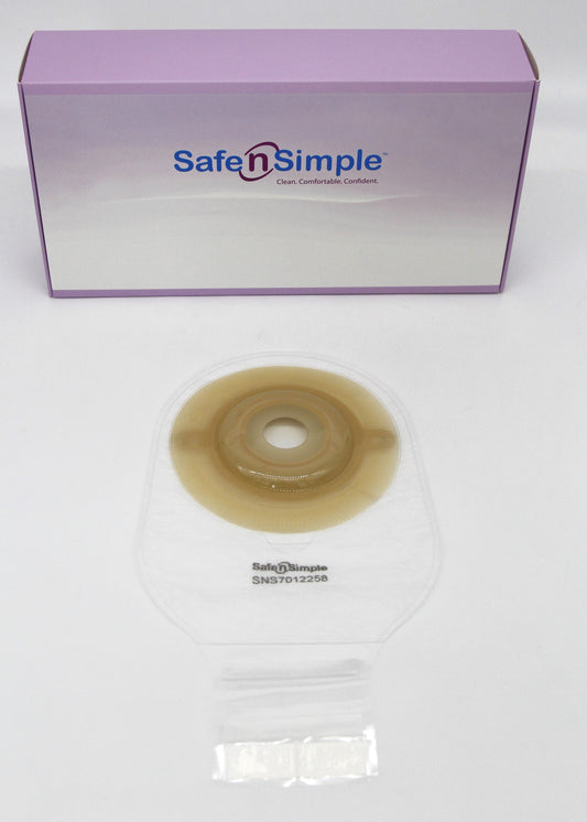 Safe N Simple Drainable One-Piece Pouch Extended Wear Convex Transparent Pre-Cut Stoma Opening with Velcro Closure and Belt Tabs 80 Count