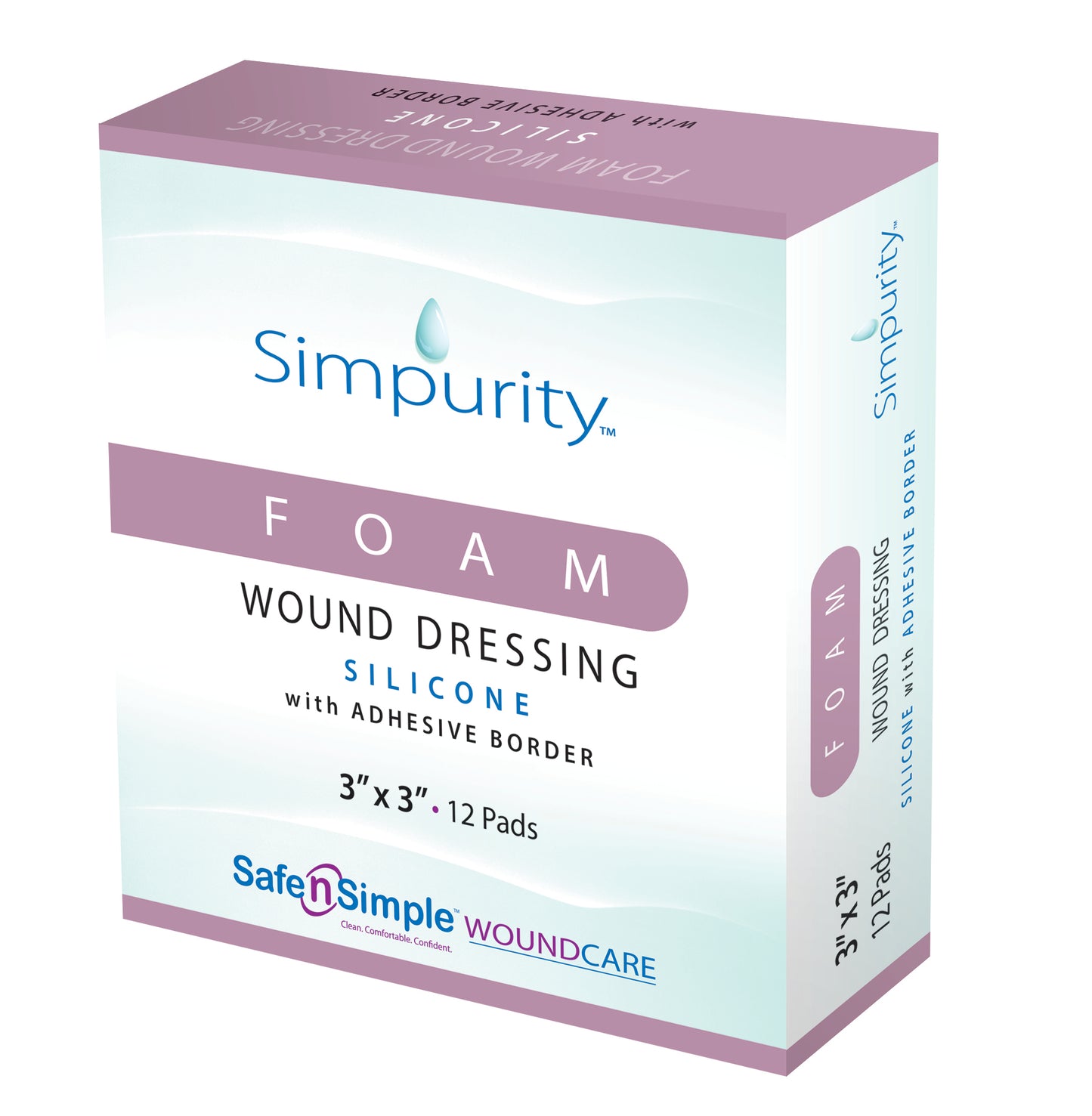 Simpurity Bordered Silicone Foam Dressing, 3" x 3" Pad, 5"x 5" Overall