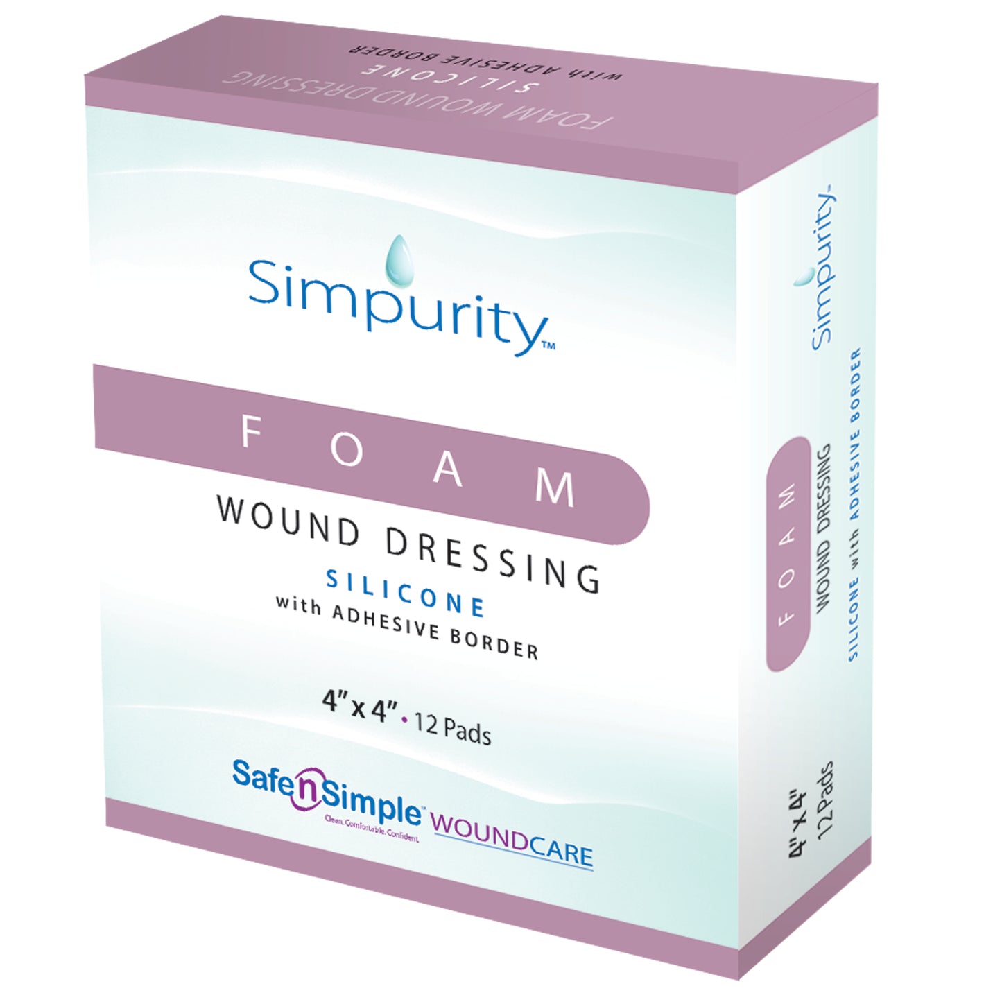 Simpurity Bordered Silicone Foam Dressing, 4" x 4" Pad, 6" x 6" Overall